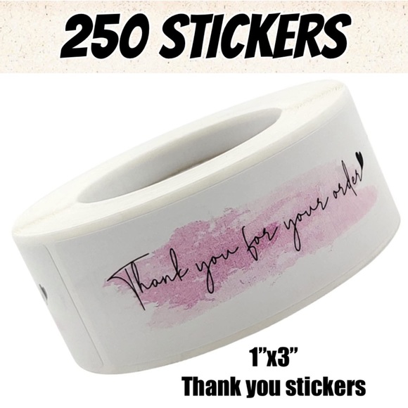250 Thank You for Your Order Stickers 1”x3” - Picture 1 of 4